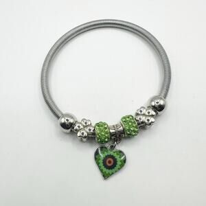 Unbranded Slide Enamel Fashion Bracelet Green Heart Boho Chic